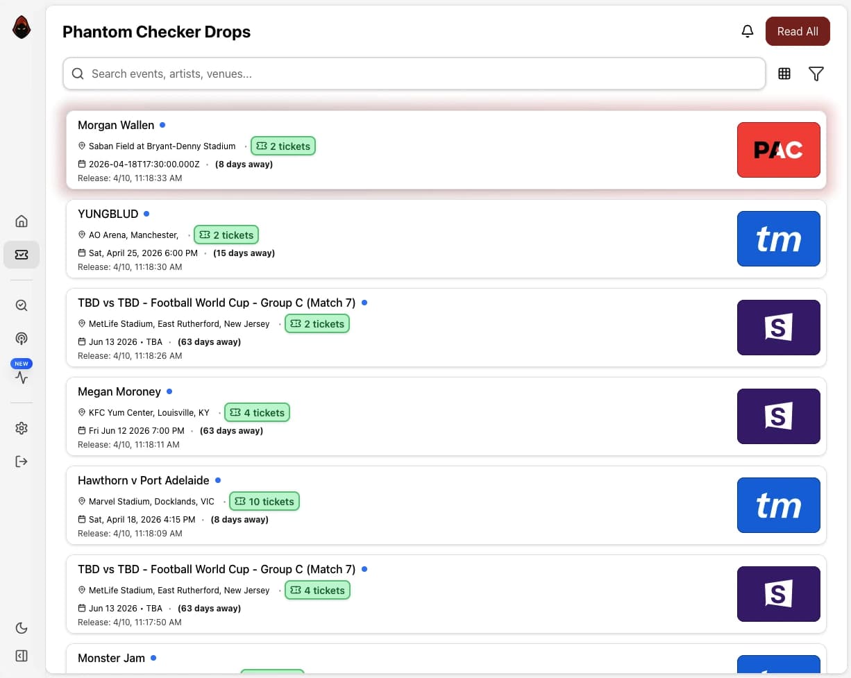 PhantomChecker dashboard